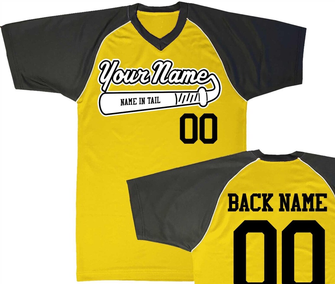 Name in Tail Baseball Bat Logo V-neck Custom Baseball Jersey Customized ...