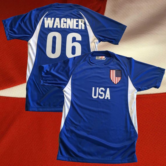 Custom USA Soccer Jersey, Personalized Name & Number, Vibrant Colors, Adult and Youth Sizes, Customized Jerseys Make a Great Gift