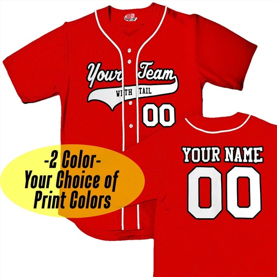 Custom Baseball Jersey With Piping Full Button Down Scarlet 
