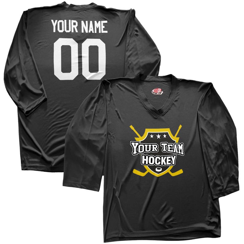 Custom Practice Hockey Jersey, Personalized Team Name Number, Red White Black Orange image 3
