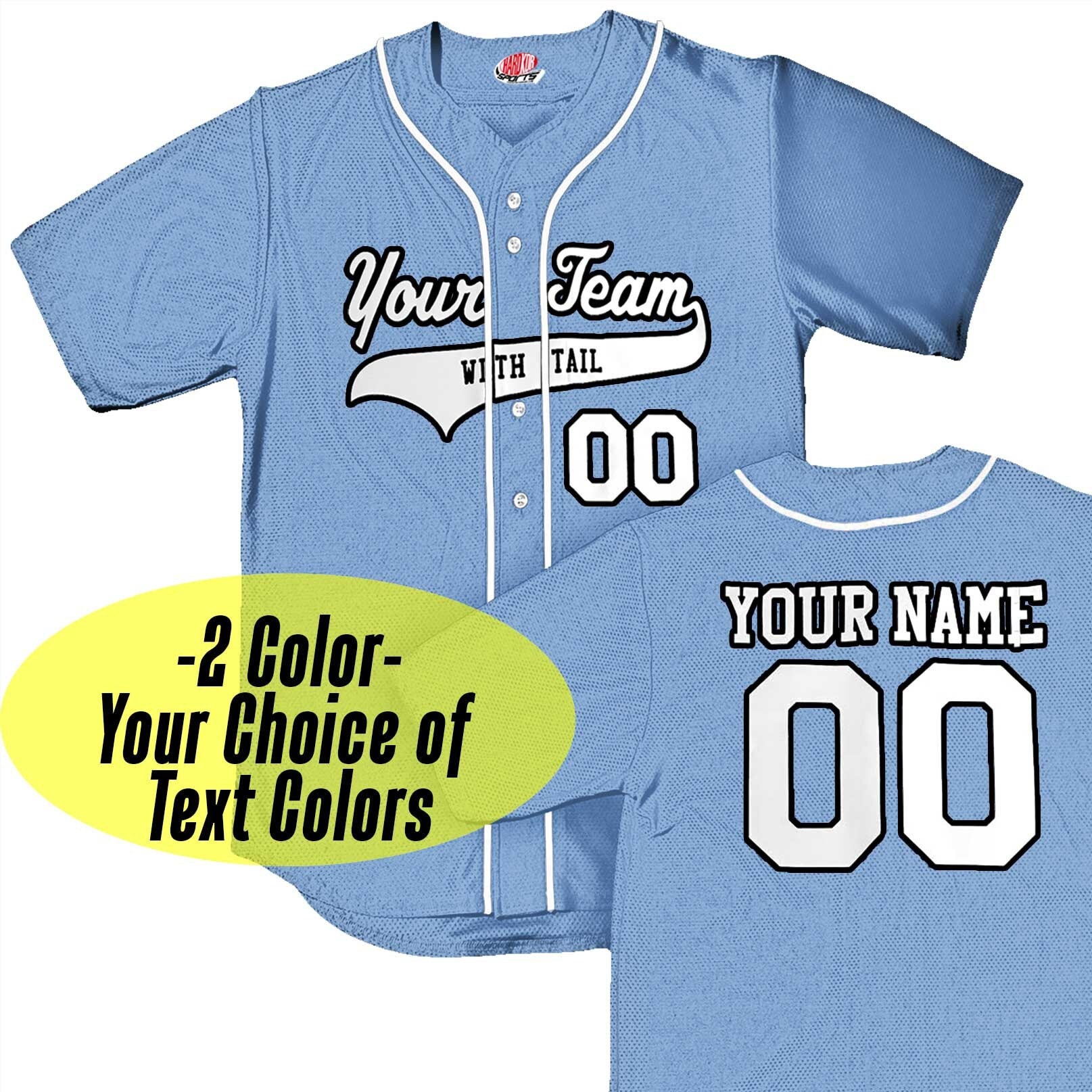 Personalized Light Blue Baseball Jersey With White Piping 