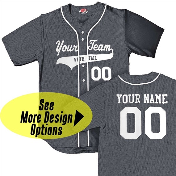 Make Your Own Sorority or Fraternity Custom Baseball Jerseys Graphite Grey with White Piping | See Description for Other Colors