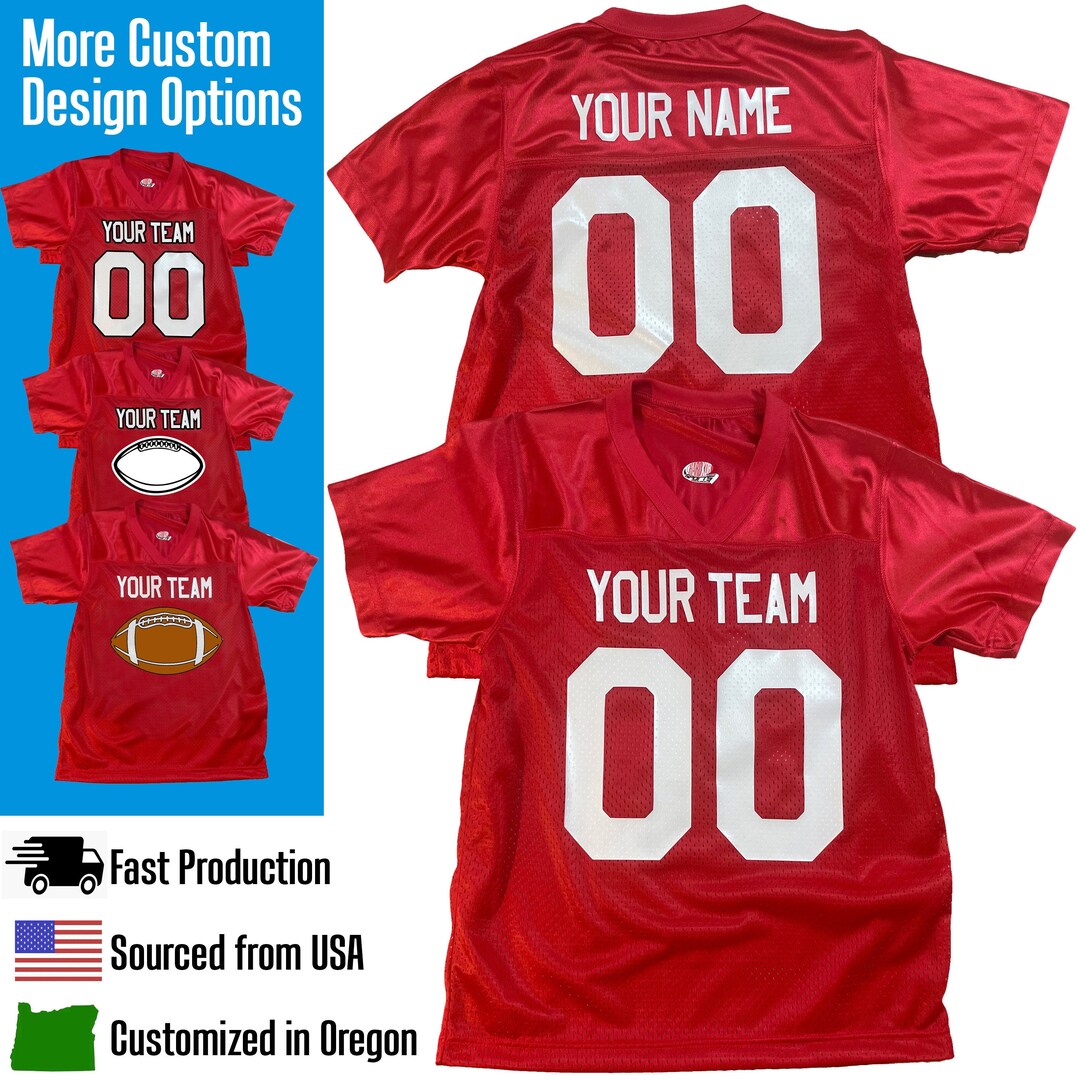 Scarlet Red Custom Football Jersey Personalized With Team Name, Player