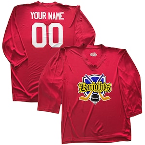 Custom Practice Hockey Jersey, Personalized Team Name Number, Red White Black Orange image 1