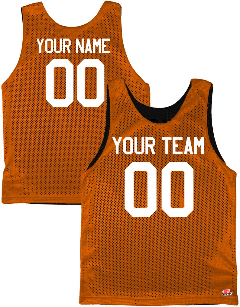 Orange Black White | Custom Reversible Basketball Jersey | Tricot Mesh 2 Sided Black-Orange