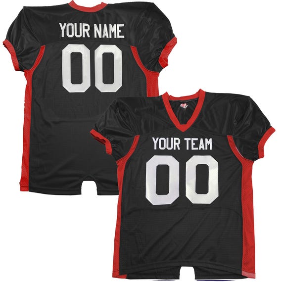 Custom Pro Game Football Jersey in Black, Navy or Gold with Personalized Player Details