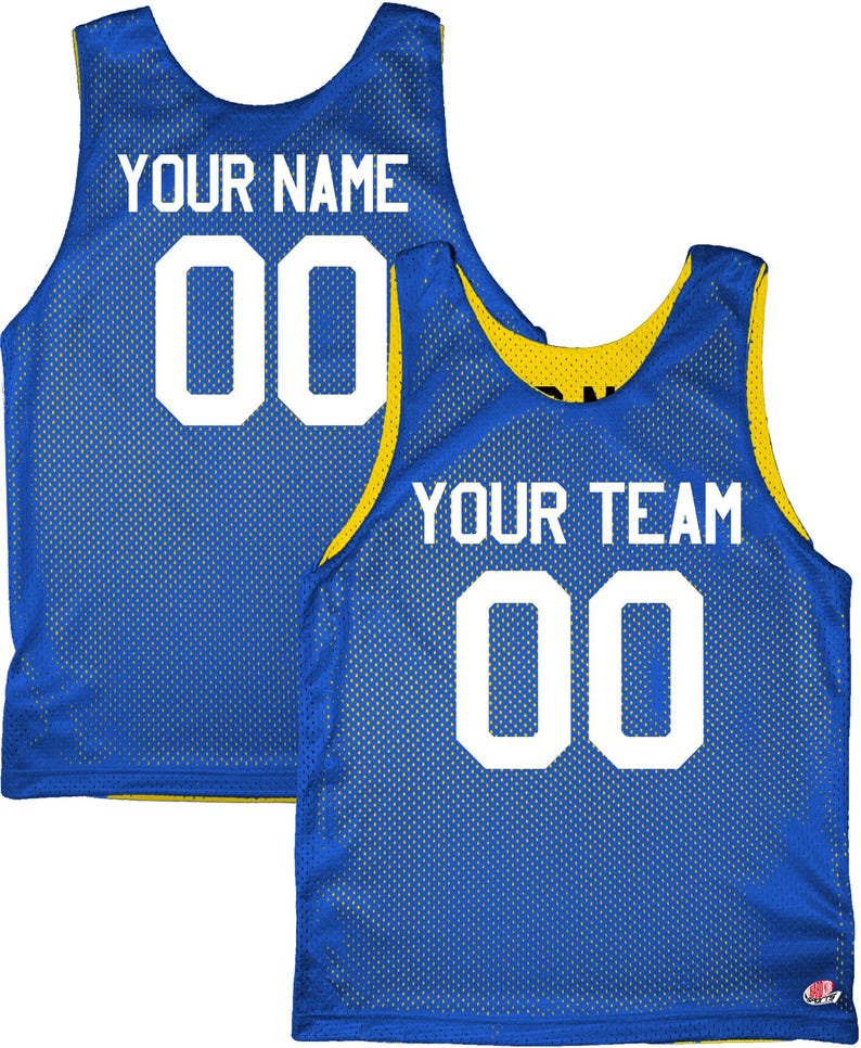 Orange Black White | Custom Reversible Basketball Jersey | Tricot Mesh 2 Sided Royal Blue-Gold