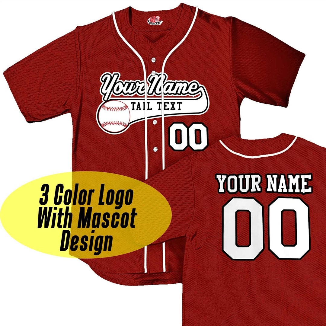 Custom Maroon Baseball Jersey With White Piping Customized Etsy