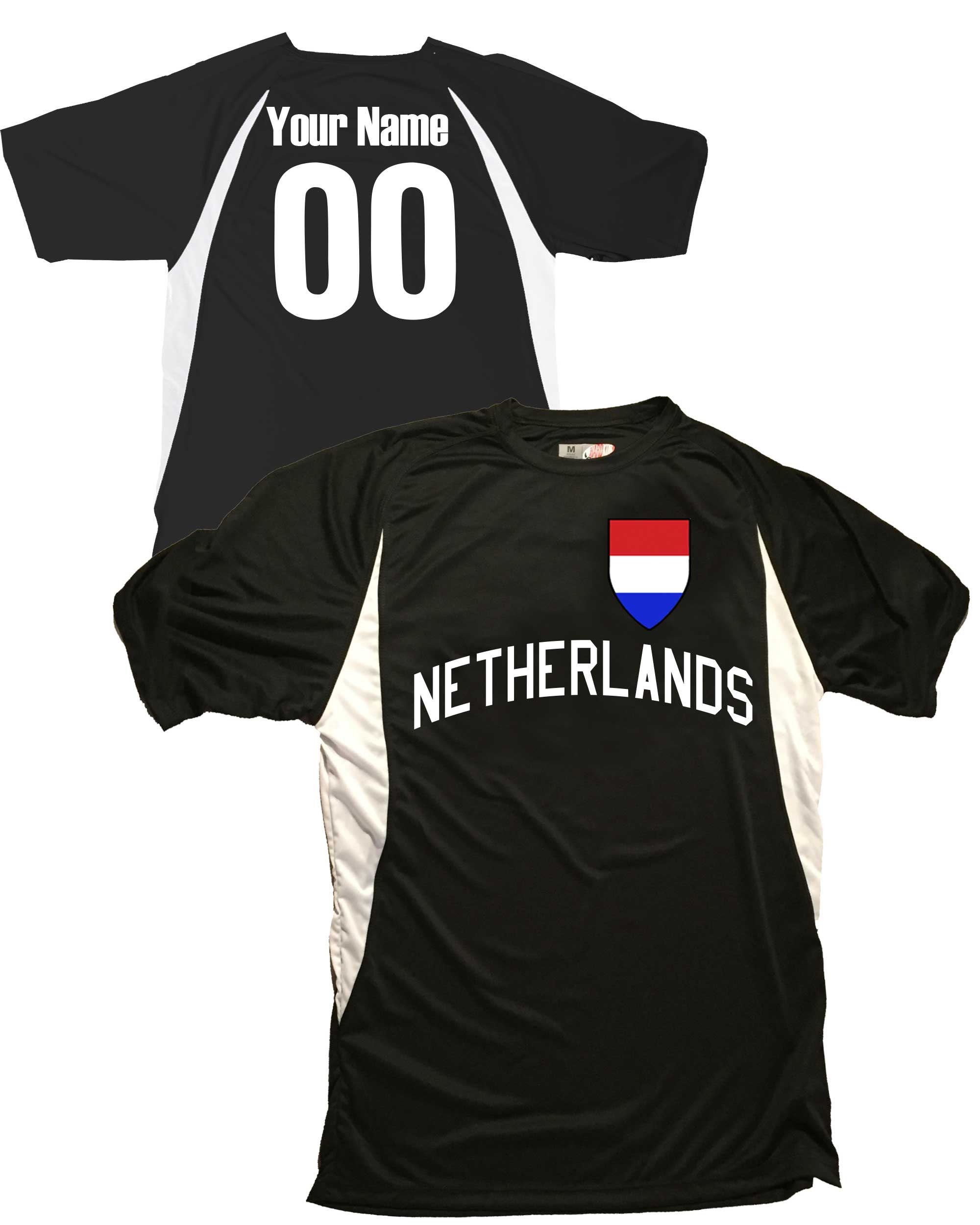 HKsportswear Netherlands Soccer Jersey Shield Design Personalized with Your Names and Numbers in Your Choice of Popular Colors