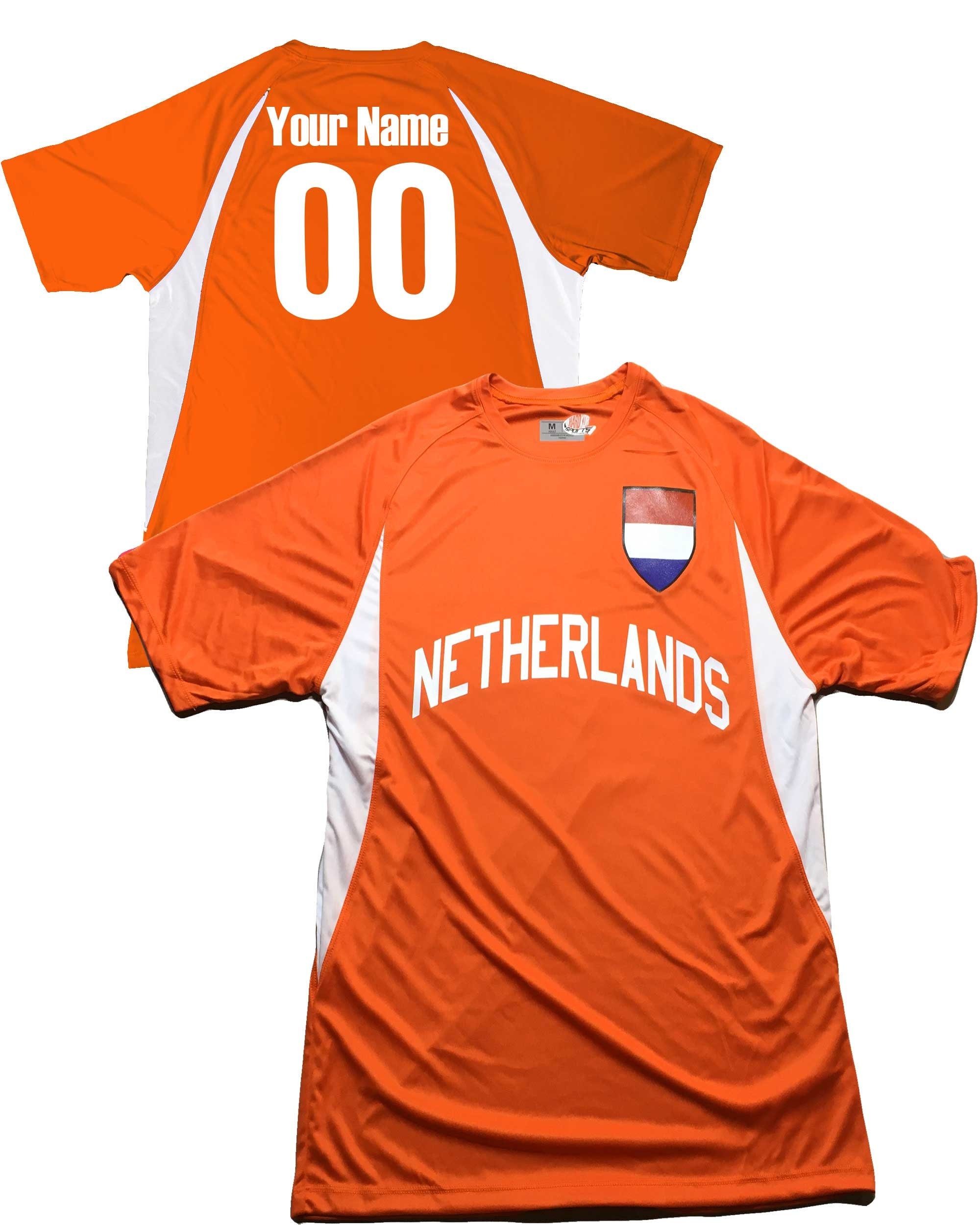 HKsportswear Netherlands Soccer Jersey Shield Design Personalized with Your Names and Numbers in Your Choice of Popular Colors