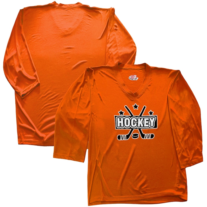 Custom Practice Hockey Jersey, Personalized Team Name Number, Red White Black Orange image 2