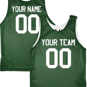 Orange Black White | Custom Reversible Basketball Jersey | Tricot Mesh 2 Sided Dark Green-White