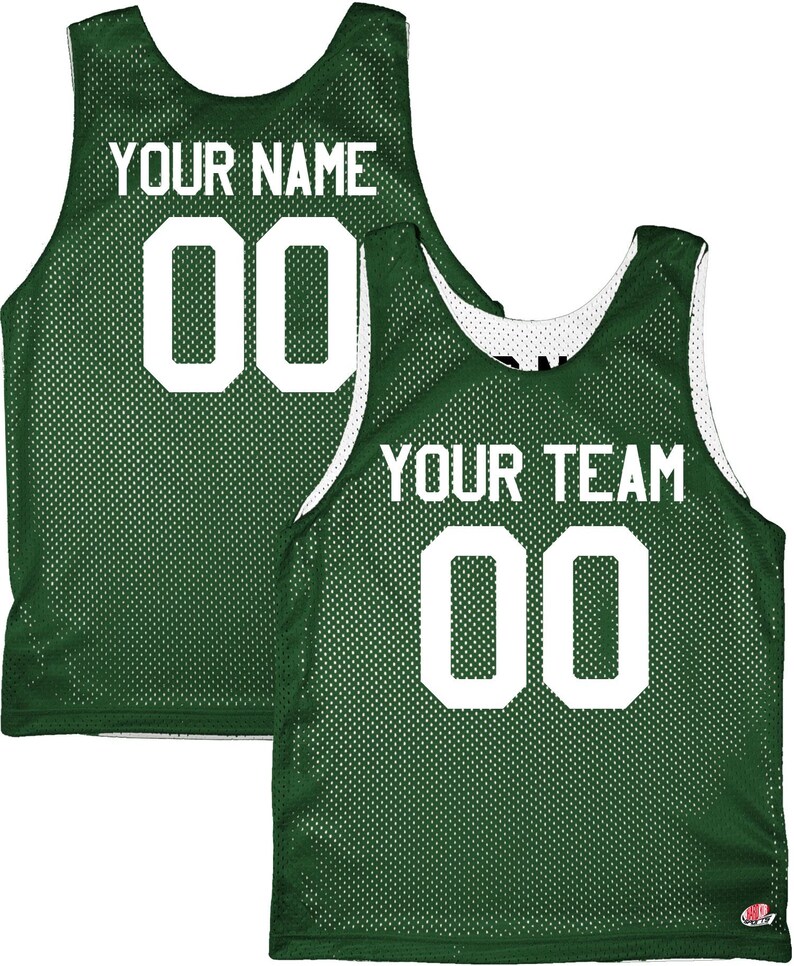 Orange Black White | Custom Reversible Basketball Jersey | Tricot Mesh 2 Sided Dark Green-White