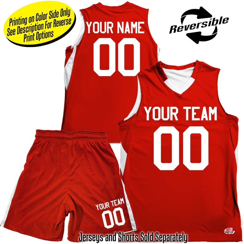 Customized Economical Reversible Contrast V-Neck Basketball Jersey Printing on Main Color Side Only Reversible Shorts Sold Separately image 1