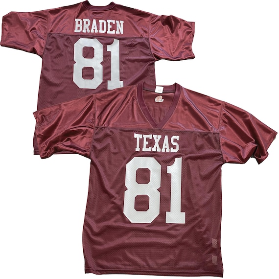 Maroon Red Football Fan Jersey, Authentic Heatset Vinyl, Logos, Sleeve Number, Artwork, Name, Number