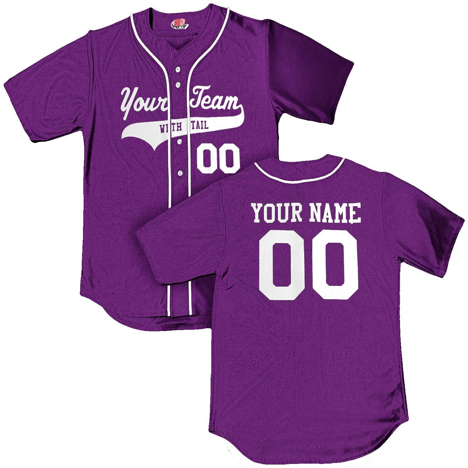 Custom Purple Baseball Jersey with White Piping Customized Etsy