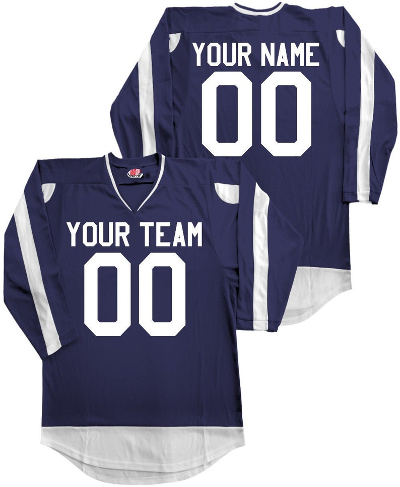 Custom Hockey Jersey Navy Blue and White Personalized With Etsy