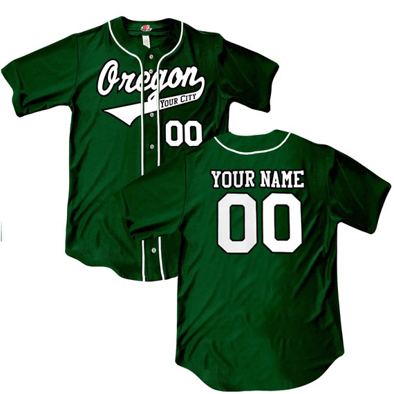 Custom Oregon Baseball Jersey Dark Green or Graphite Grey 