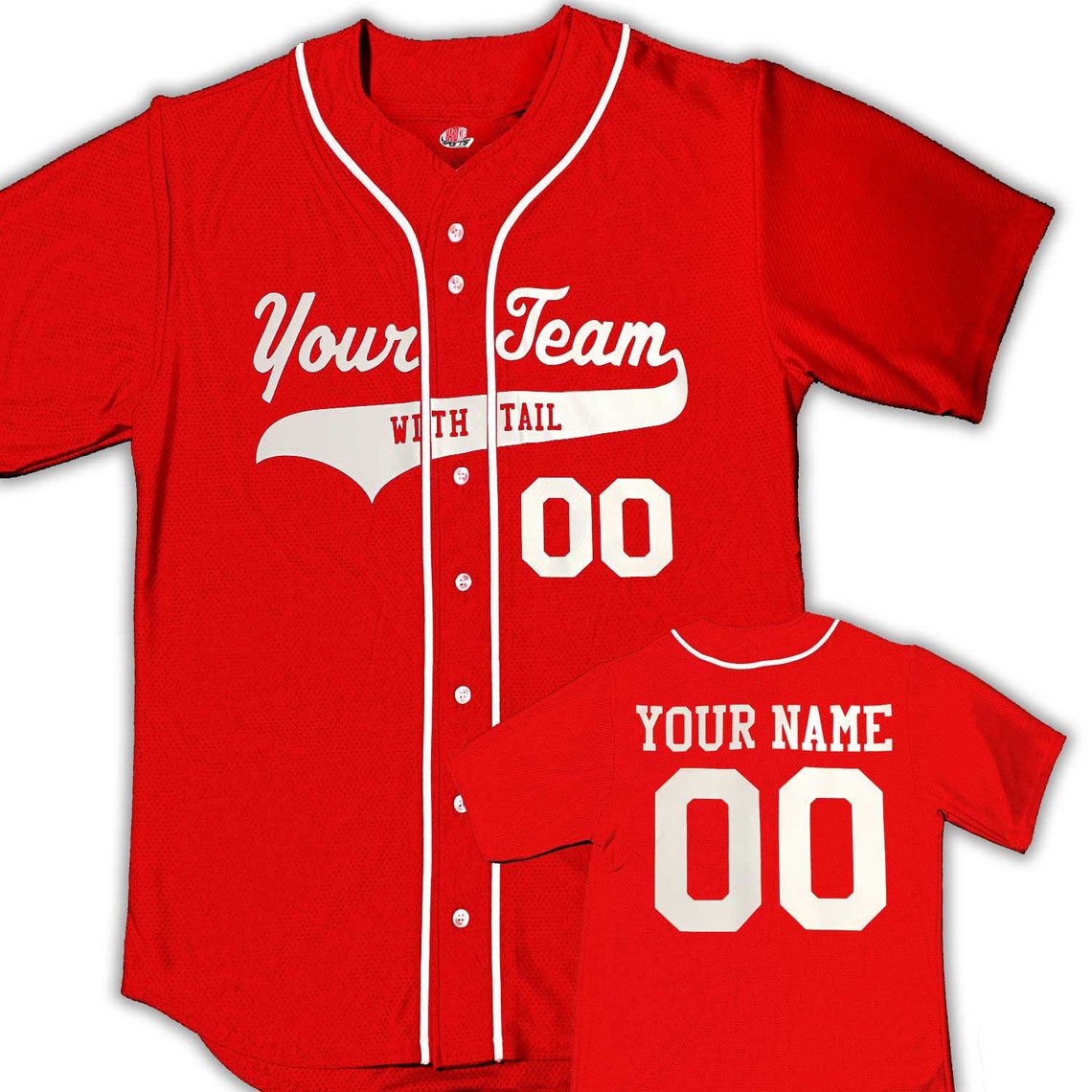 Custom Baseball Jersey with Piping Full Button Down Scarlet Etsy