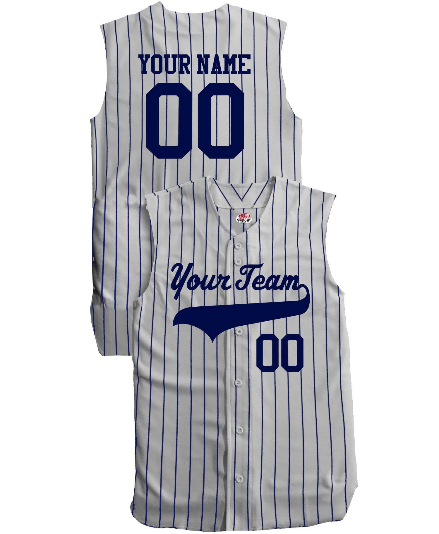 Custom Pinstriped Sleeveless Baseball Jersey| Personalized Jersey with Your Team, Player, Numbers