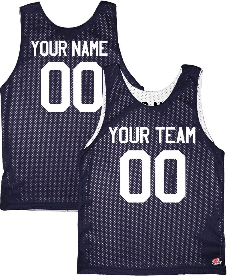 Orange Black White | Custom Reversible Basketball Jersey | Tricot Mesh 2 Sided Navy Blue-White