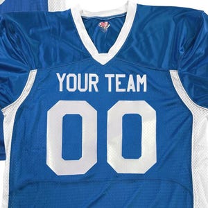 Custom Pro Fit Football Jersey, Personalized Name Number, Red White Blue Fan Apparel Royal-White|Front