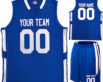 GraphicArtWear Custom Basketball Jersey / XS to 4XL / Youth and Adult / Royal Blue Jerseys / Sleeveless / Team Uniforms / Style - Jersey04 Royal