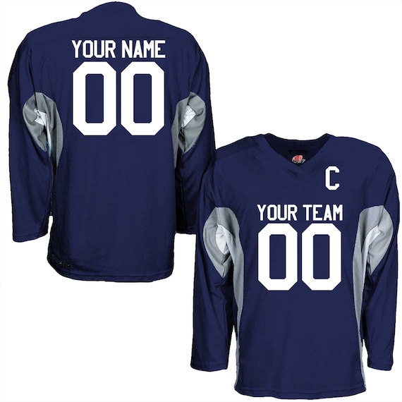 Custom Light Blue White-Navy Hockey Jersey Discount