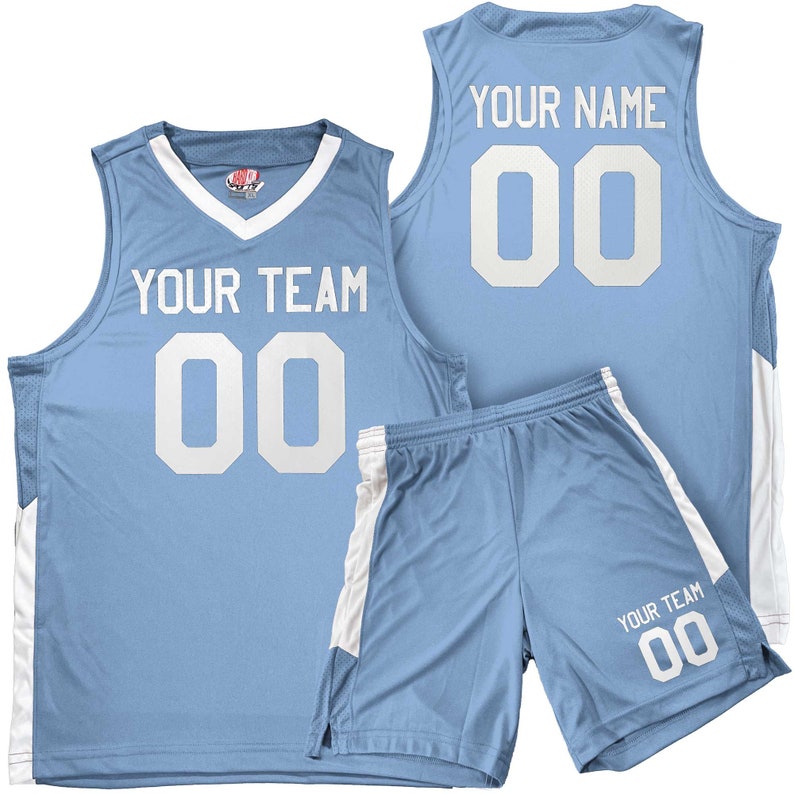 Custom Basketball Jerseys Red, Black, White and Blue Home and Away Old School Style includes Team Name, Player Name and Player Number image 3