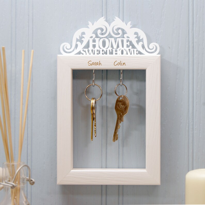 Personalised Home Sweet Home Key Holder 2 Hooks Etsy UK