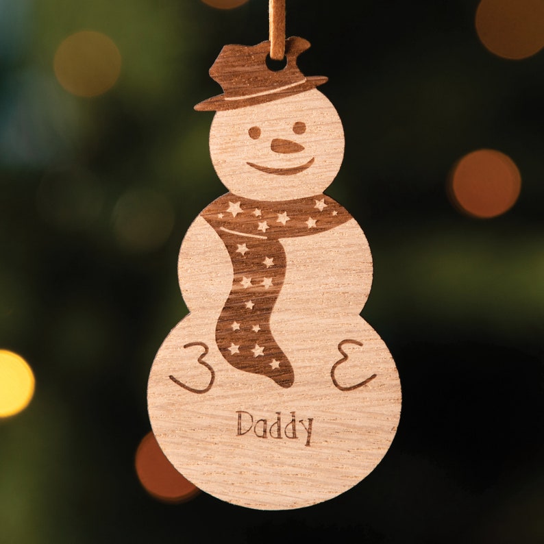 Personalised Wooden Snowman Christmas Tree Decoration Etsy