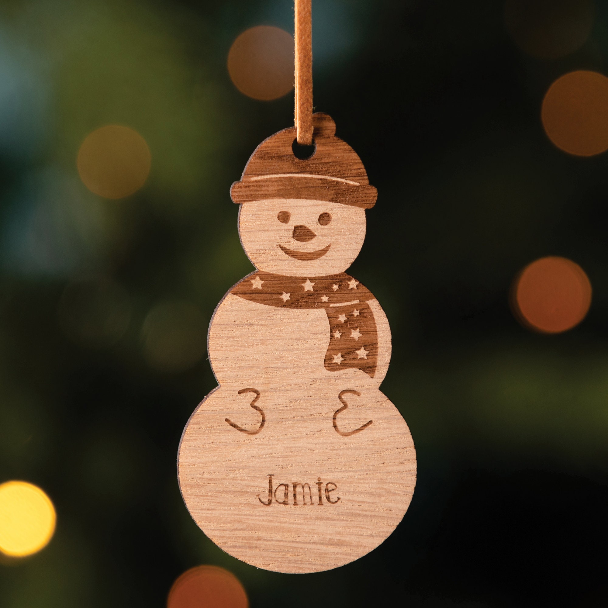 Personalised Wooden Snowman Christmas Tree Decoration Etsy