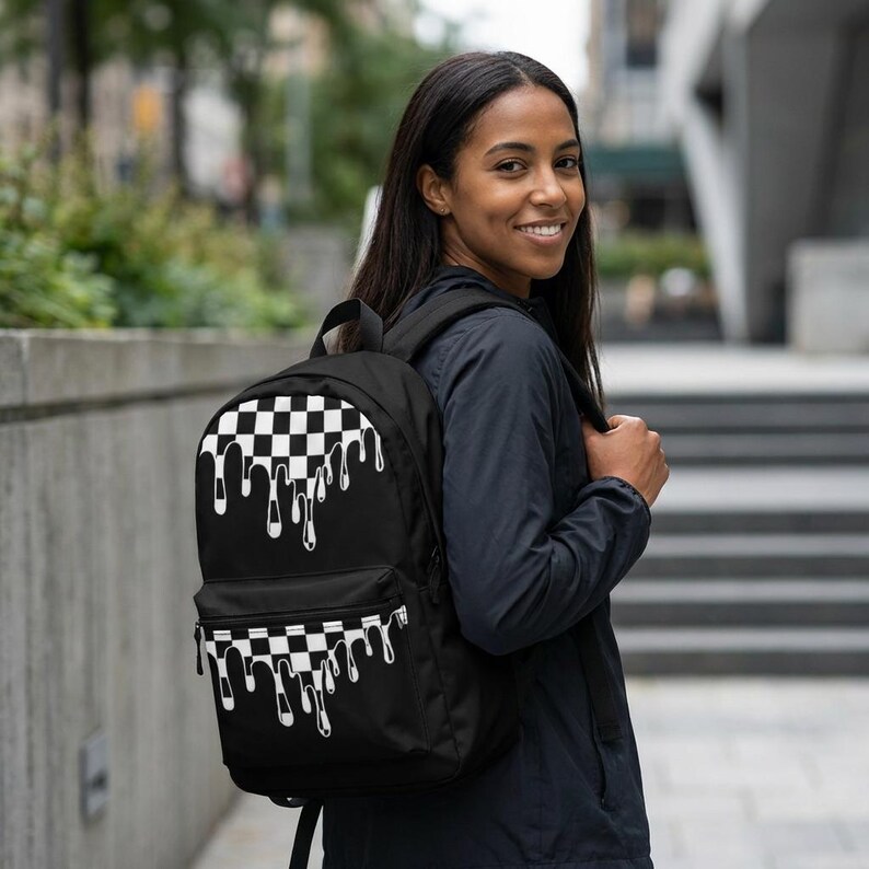 Checkerboard Drip Backpack - Etsy