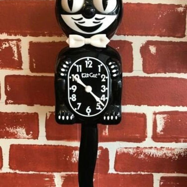 Made in USA. Classic Black (15.5″ high) Happy Easter Custom Kit Cat Klock !