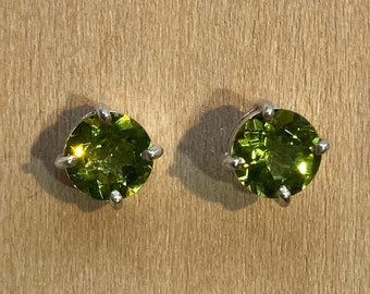 Peridot, Just in time for Birth Day, Sterling silver post earrings