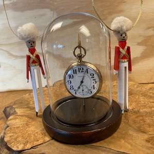 Father’s Day. Glass and wood Pocket Watch/ figurine/ art Display Dome from Watchpital.