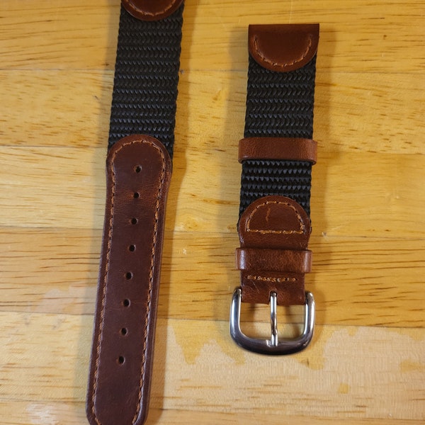 Black and Brown Swiss Army Style Watch Band