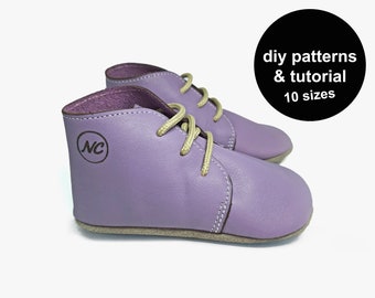 Baby shoe pattern to sew leather baby shoes. Grab this baby bootie pattern, print the baby shoe sewing pattern & sew baby boots for summer!