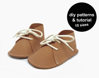 Babyschuh Schnittmuster für Baby Chukka Schuhe. Holen Sie sich diese Baby Stiefel Schnittmuster für Babyschuhe aus Leder & drucken Sie die Babyschuh-Schnittmuster jetzt aus!