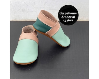 Patroon babyslofje: doe-het-zelf-mocassins, 10 maten (pdf-patroon)