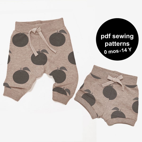 Baby pants patterns from 0 months to 14 year. Download this bundle of kids and baby pants sewing patterns with tutorial!