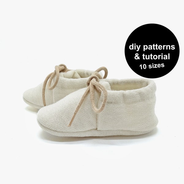 Baby bootie pattern to make baby shoes. Downloadable PDF baby shoe patterns or a baby moccasin pattern with an easy to understand tutorial