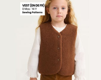 Kids Vest PDF Pattern: Reversible Baby & children Gilet Sewing Tutorial