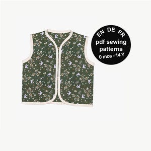 Kinderweste Schnittmuster: DIY-Weste mit oder ohne Druckknopfverschluss (PDF-Schnittmuster)