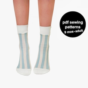 Sock Sewing Pattern: Quarter & Crew Socks, Sizes 9 Months to Adult (PDF Pattern)