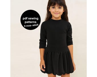 Dress Sewing Pattern with Balloon Skirt for Babies & Kids (PDF DIY Outfit)