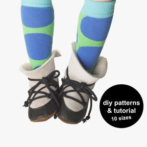Baby Booties Sewing Pattern: Snowboot Style, 10 Sizes (PDF)