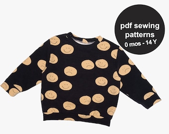 Kids shirt sewing pattern for babies and kids to 14 years. Make a baby sweater or a kid's top with this kids sweatshirt sewing pattern now!