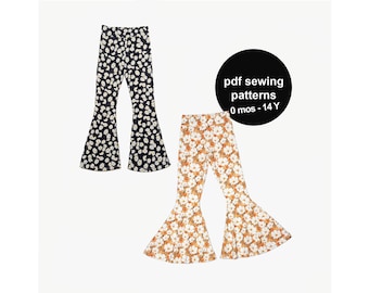 Paquete de patrones de costura para leggings acampanados de bebé y niño (patrón en PDF)
