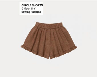 Kids Shorts Sewing Pattern (PDF): Baby & Toddler Flare Shorts DIY (0M–14Y)